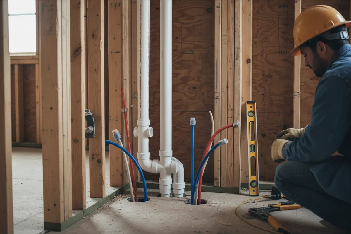 Drain and supply rough-in during Garbage Disposal Repair in White Pine