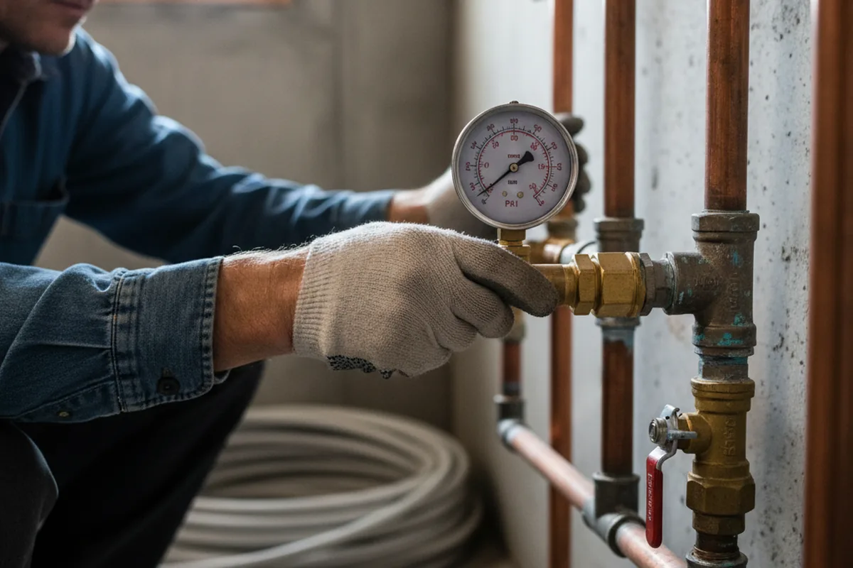 Pressure testing a repaired line during Water Line Repair in White Pine